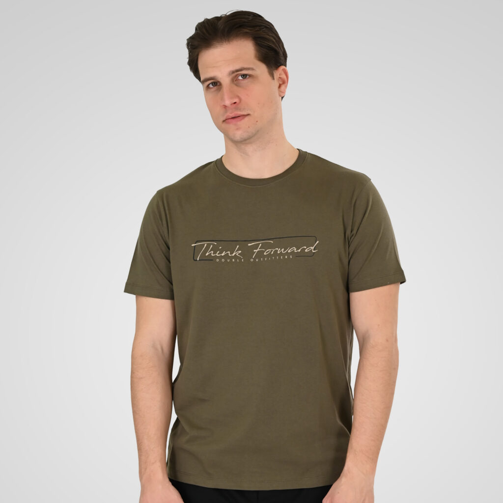261TS-9130 T-SHIRT WITH DOUBLE PRESSED PRINT KHAKI