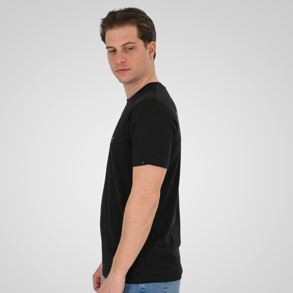 261TS-9137 T-SHIRT FRONT BACK WITH DOUBLE PRESSED PRINT BLACK
