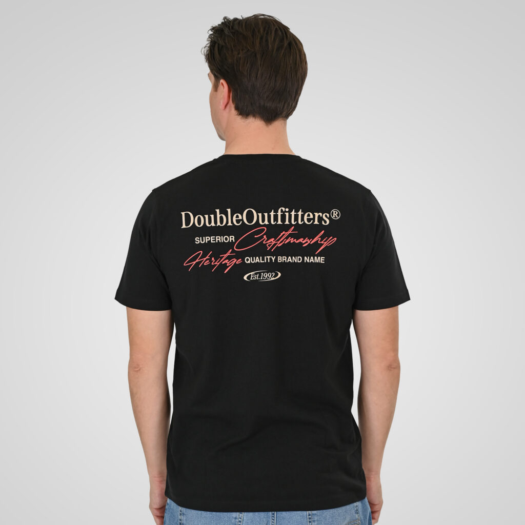 261TS-9137 T-SHIRT FRONT BACK WITH DOUBLE PRESSED PRINT BLACK