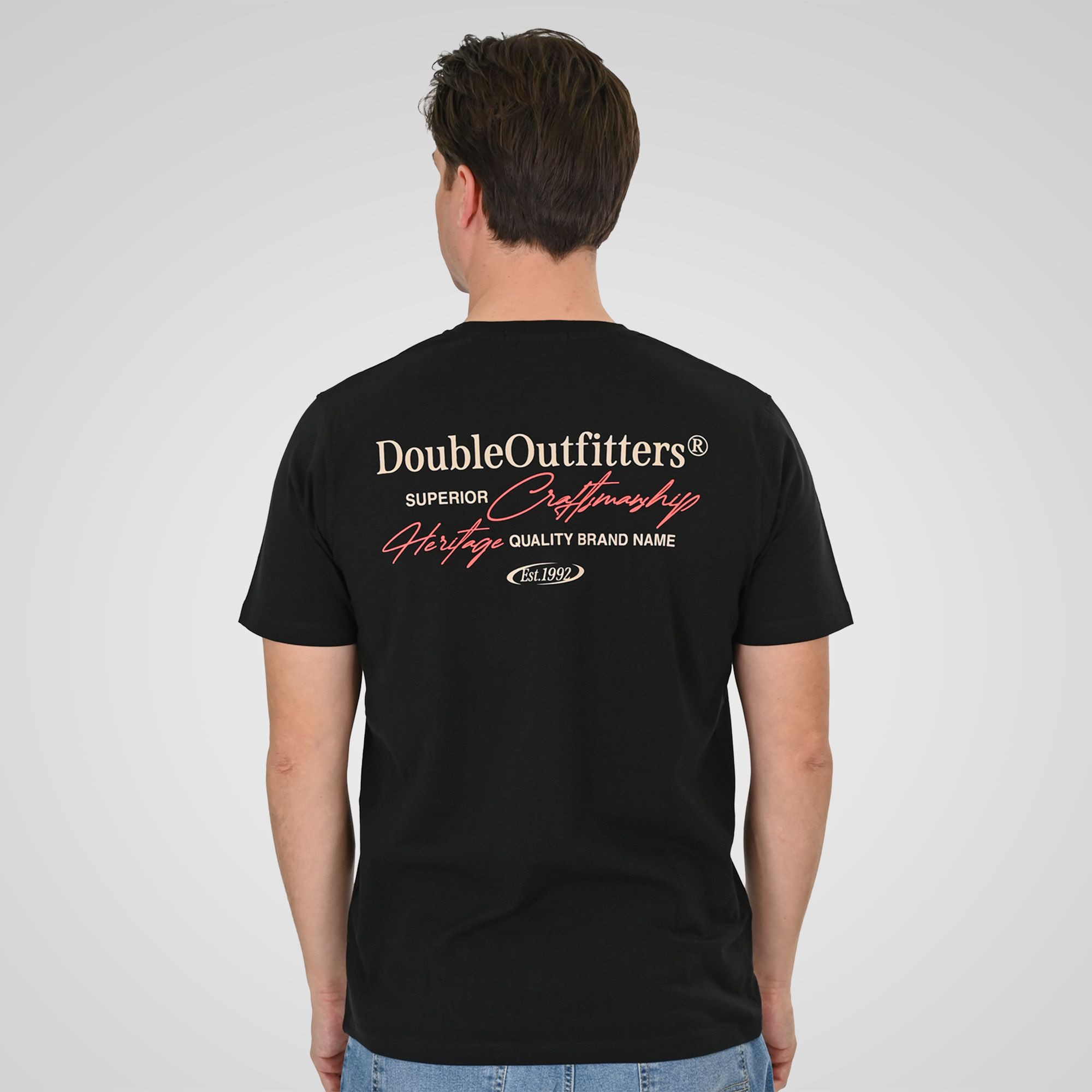 261TS-9137 T-SHIRT FRONT BACK WITH DOUBLE PRESSED PRINT BLACK - Image 4