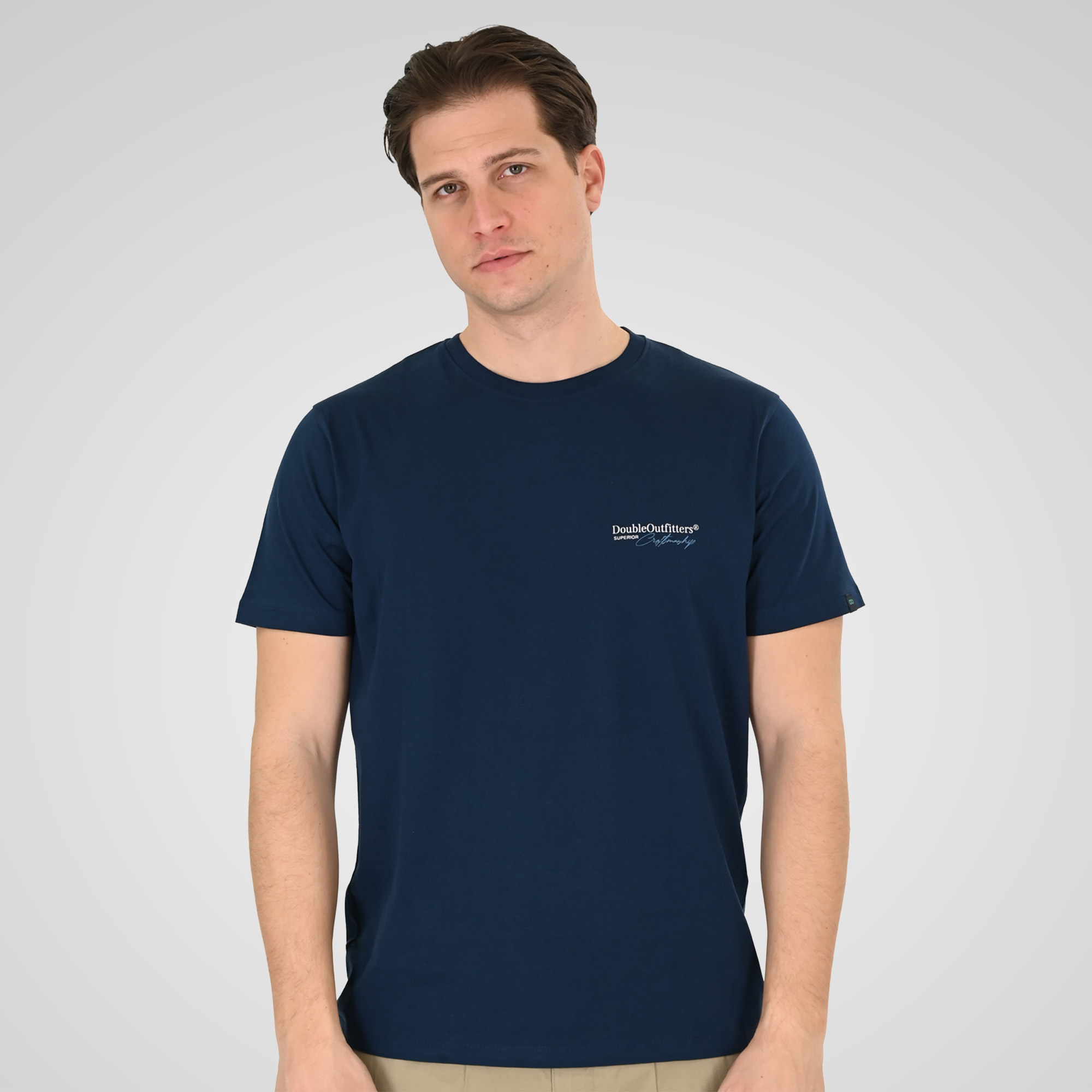 261TS-9137 T-SHIRT FRONT BACK WITH DOUBLE PRESSED PRINT DK BLUE - Image 1