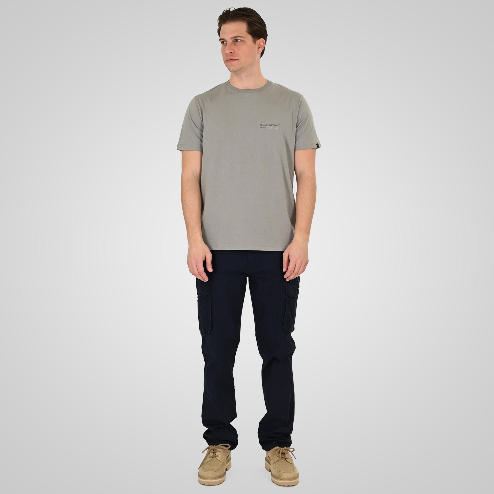 261TS-9137 T-SHIRT FRONT BACK WITH DOUBLE PRESSED PRINT SMOKE - Image 2