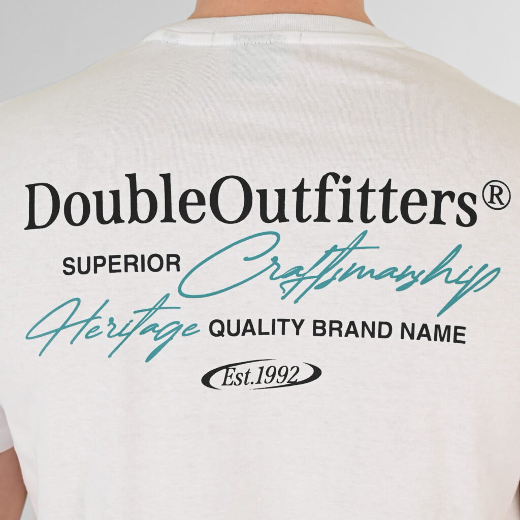 261TS-9137 T-SHIRT FRONT BACK WITH DOUBLE PRESSED PRINT WHITE