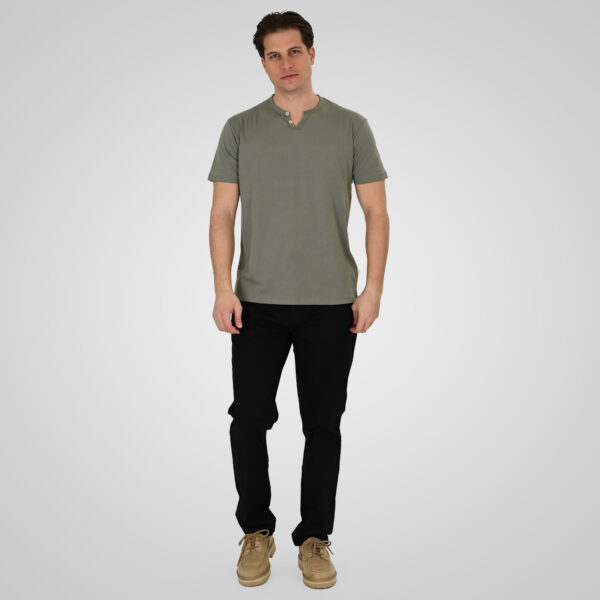 261TS-9139 T-SHIRT HENLEY V-NECK WITH BUTTONS AGAVE GREEN