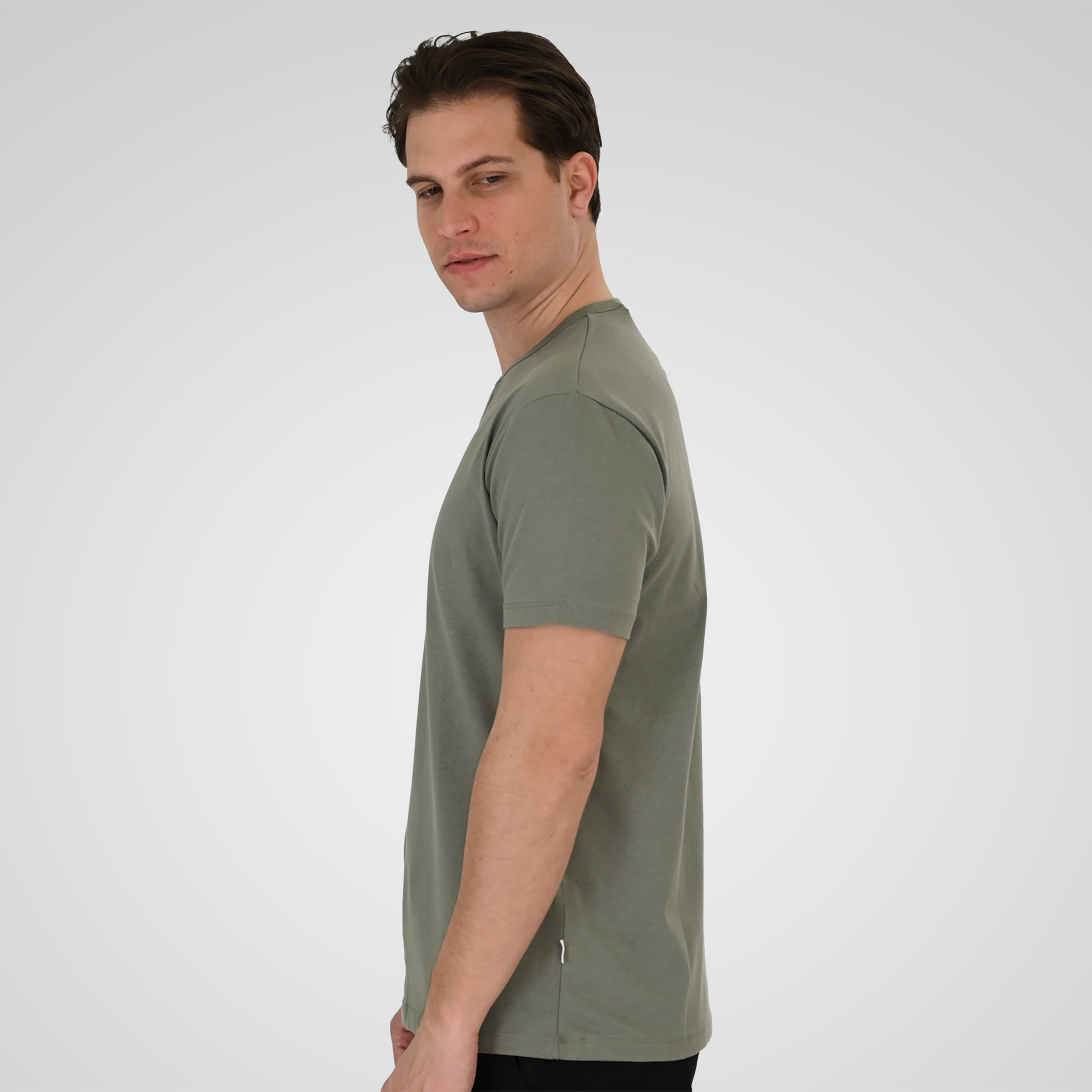 261TS-9139 T-SHIRT HENLEY V-NECK WITH BUTTONS AGAVE GREEN - Image 3
