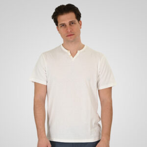 261TS-9139 T-SHIRT HENLEY V-NECK WITH BUTTONS OFF WHITE
