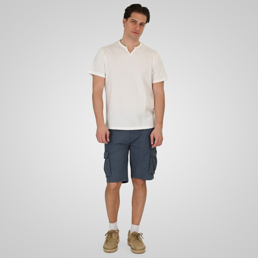 261TS-9139 T-SHIRT HENLEY V-NECK WITH BUTTONS OFF WHITE