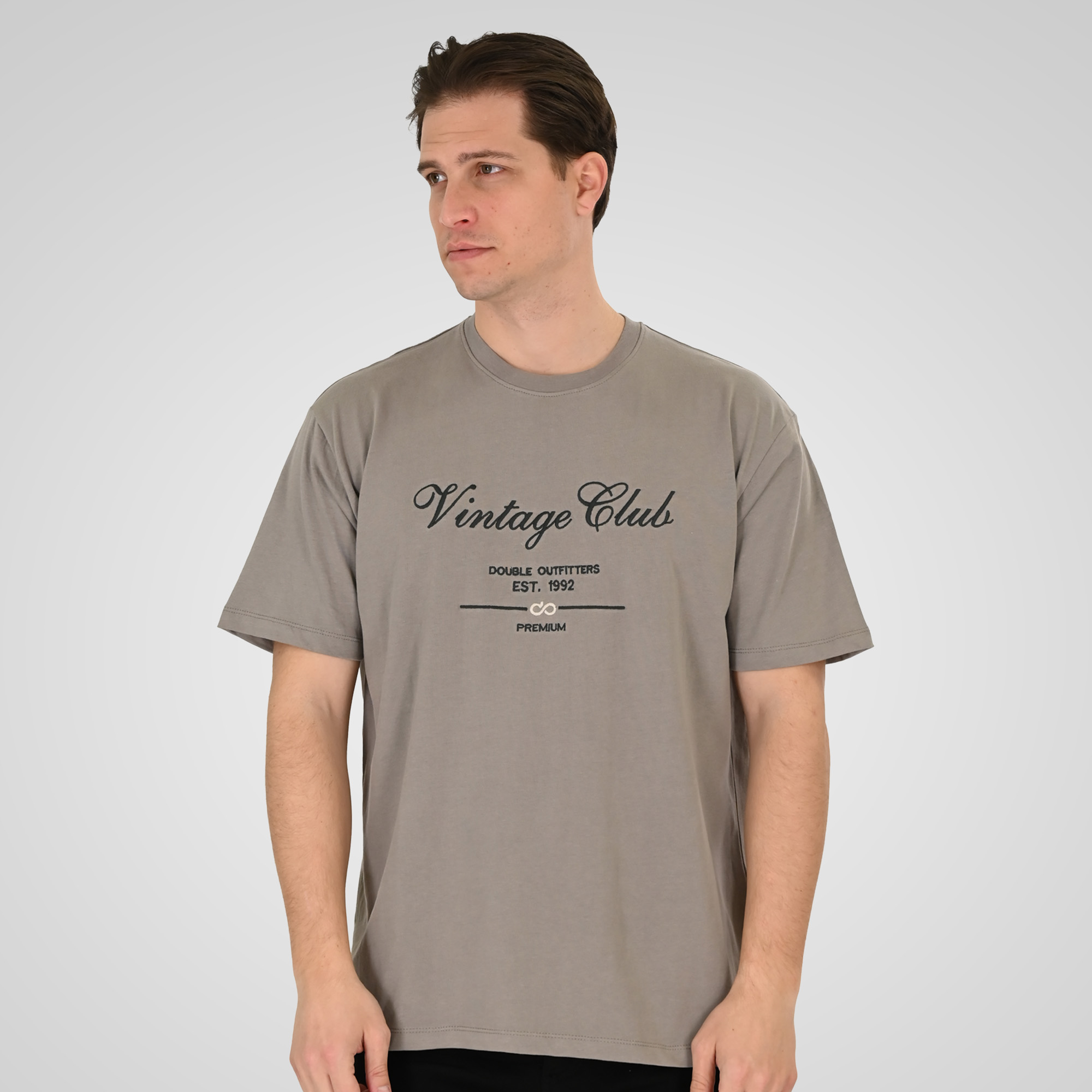 261TS-9140 T-SHIRT WITH EMBROIDERY (HEAVY JERSEY) (RELAXED FIT) LT GREY - Image 1