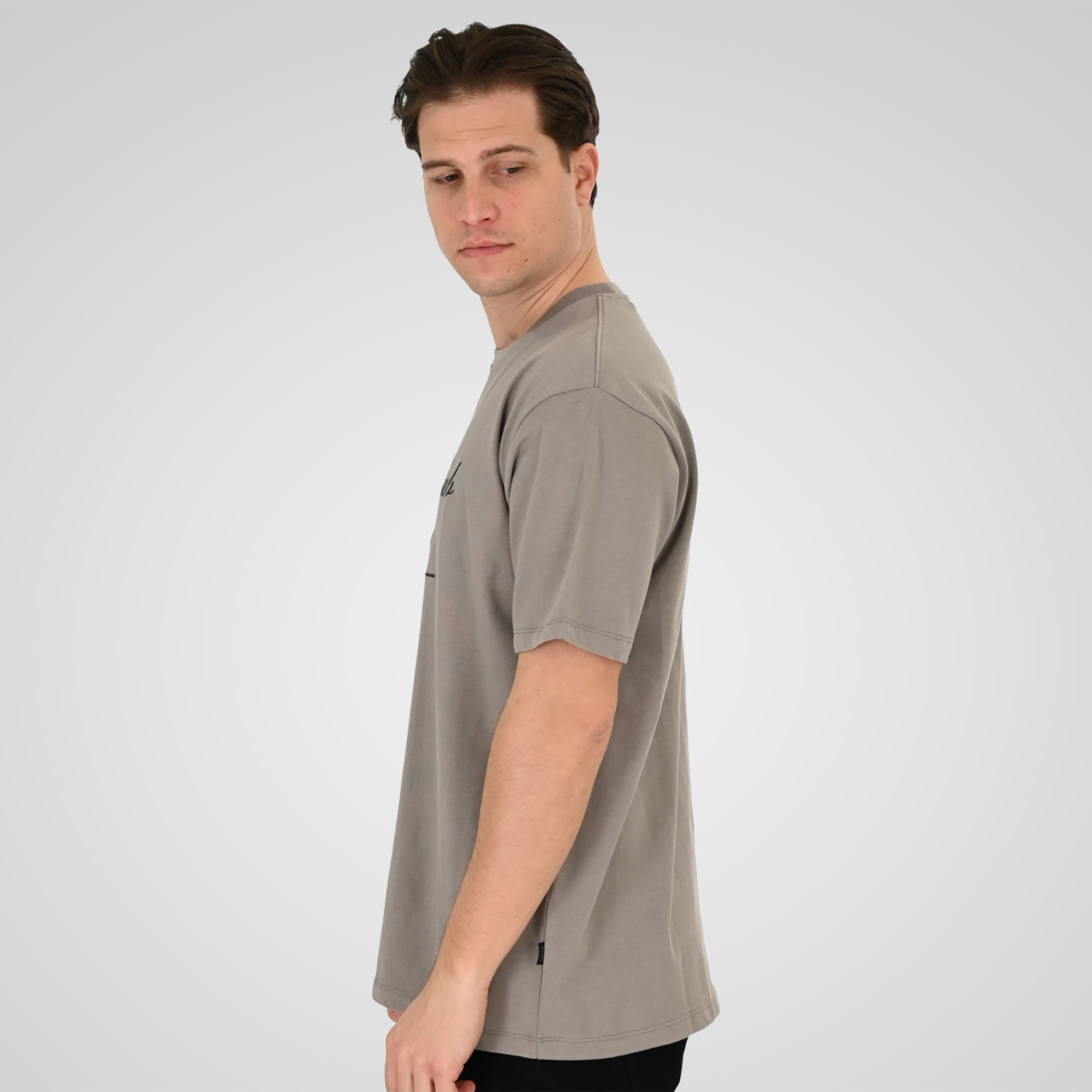 261TS-9140 T-SHIRT WITH EMBROIDERY (HEAVY JERSEY) (RELAXED FIT) LT GREY - Image 3