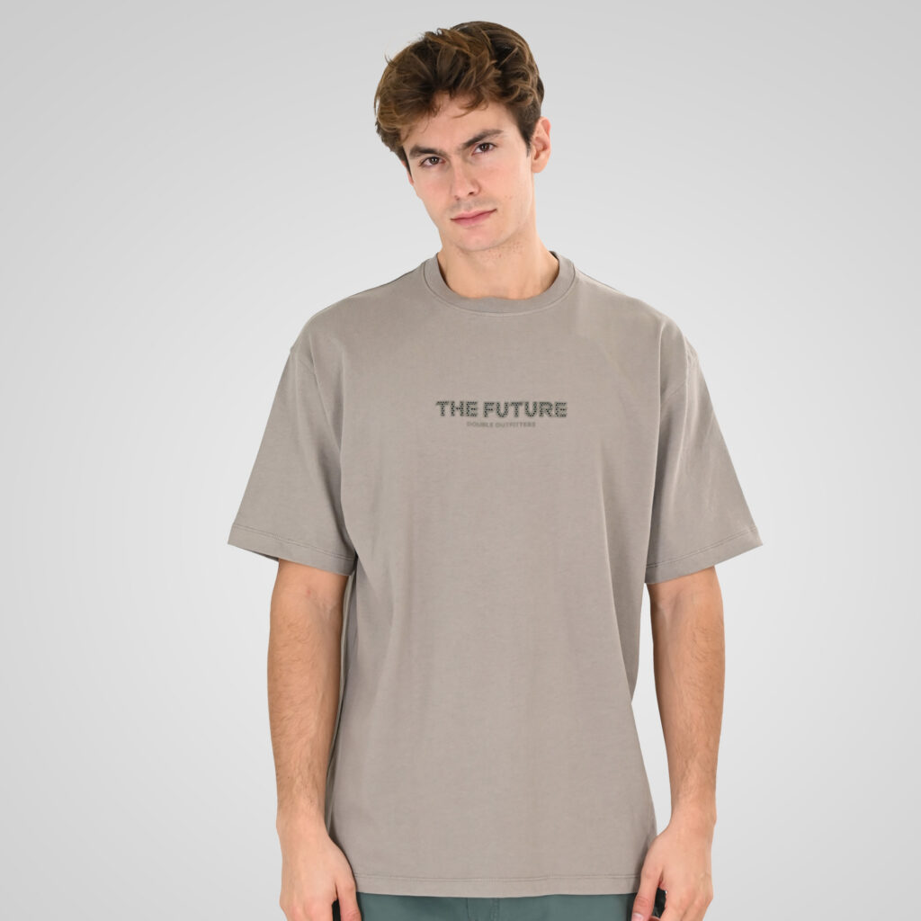 261TS-9141 T-SHIRT WITH EMBOSSED HIGH DENSITY PRINT (HEAVY JERSEY) (RELAXED FIT) LT GREY