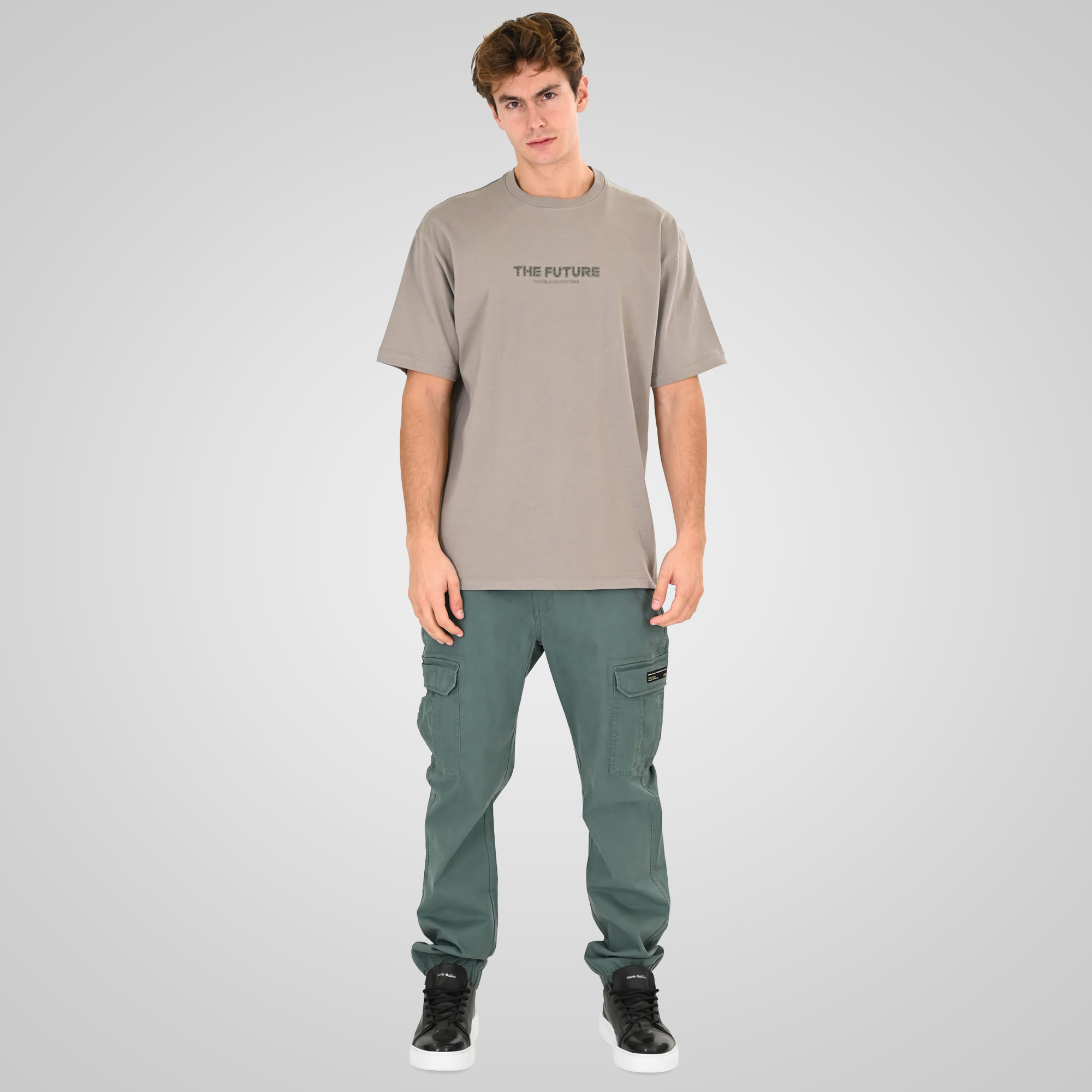 261TS-9141 T-SHIRT WITH EMBOSSED HIGH DENSITY PRINT (HEAVY JERSEY) (RELAXED FIT) LT GREY - Image 2