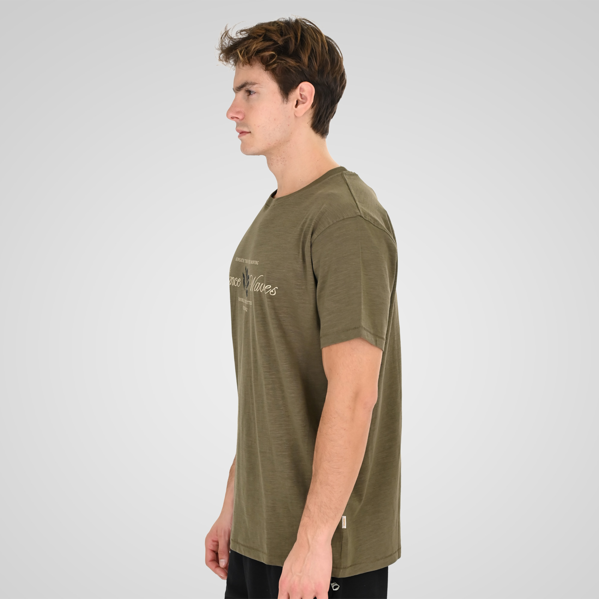 261TS-9144 FLAMA T-SHIRT WITH SINGLE PRESSED PRINT KHAKI - Image 3