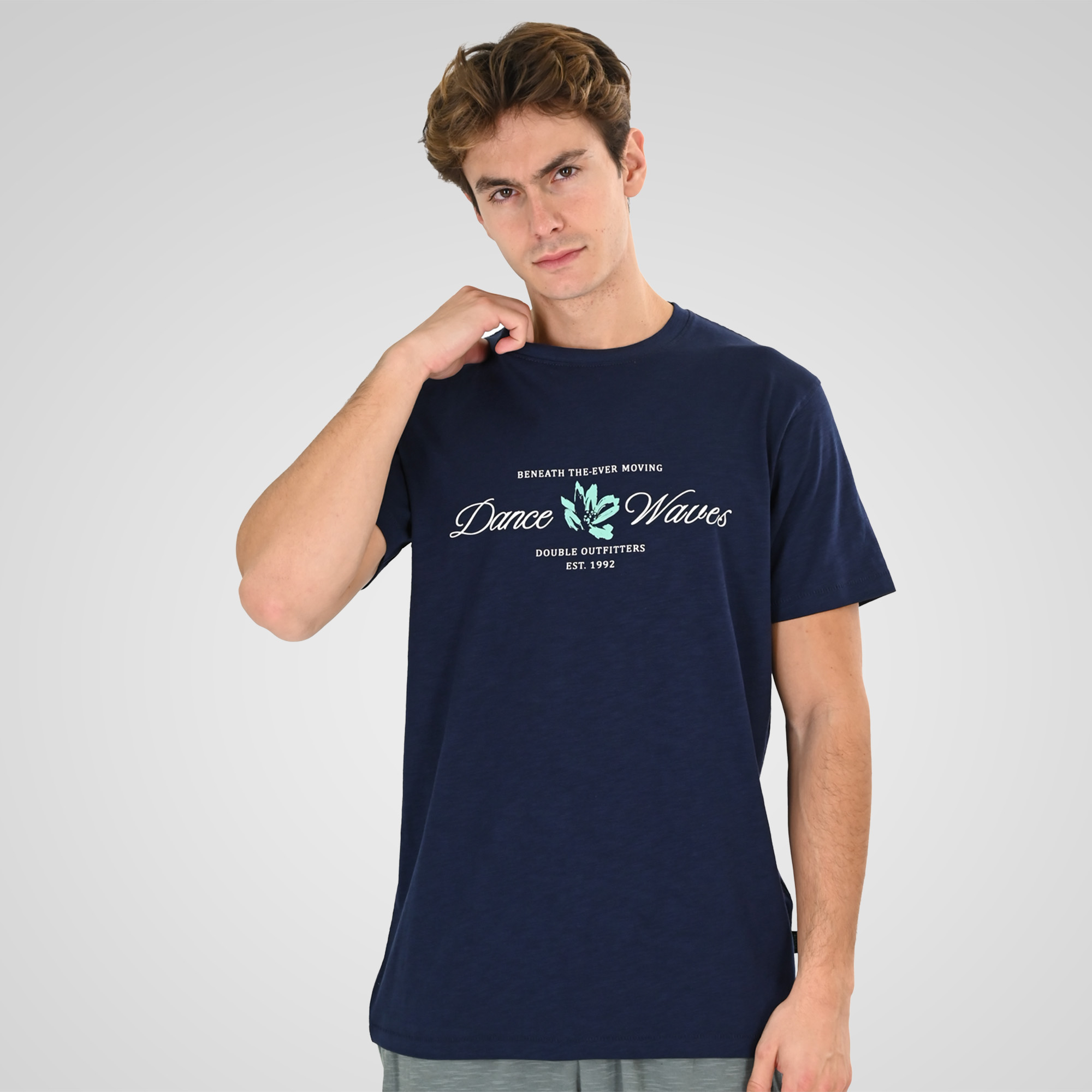 261TS-9144 FLAMA T-SHIRT WITH SINGLE PRESSED PRINT DK BLUE - Image 1