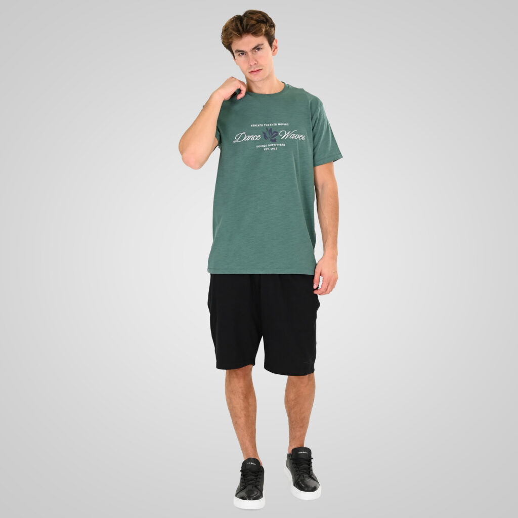 261TS-9144 FLAMA T-SHIRT WITH SINGLE PRESSED PRINT LEAF GREEN