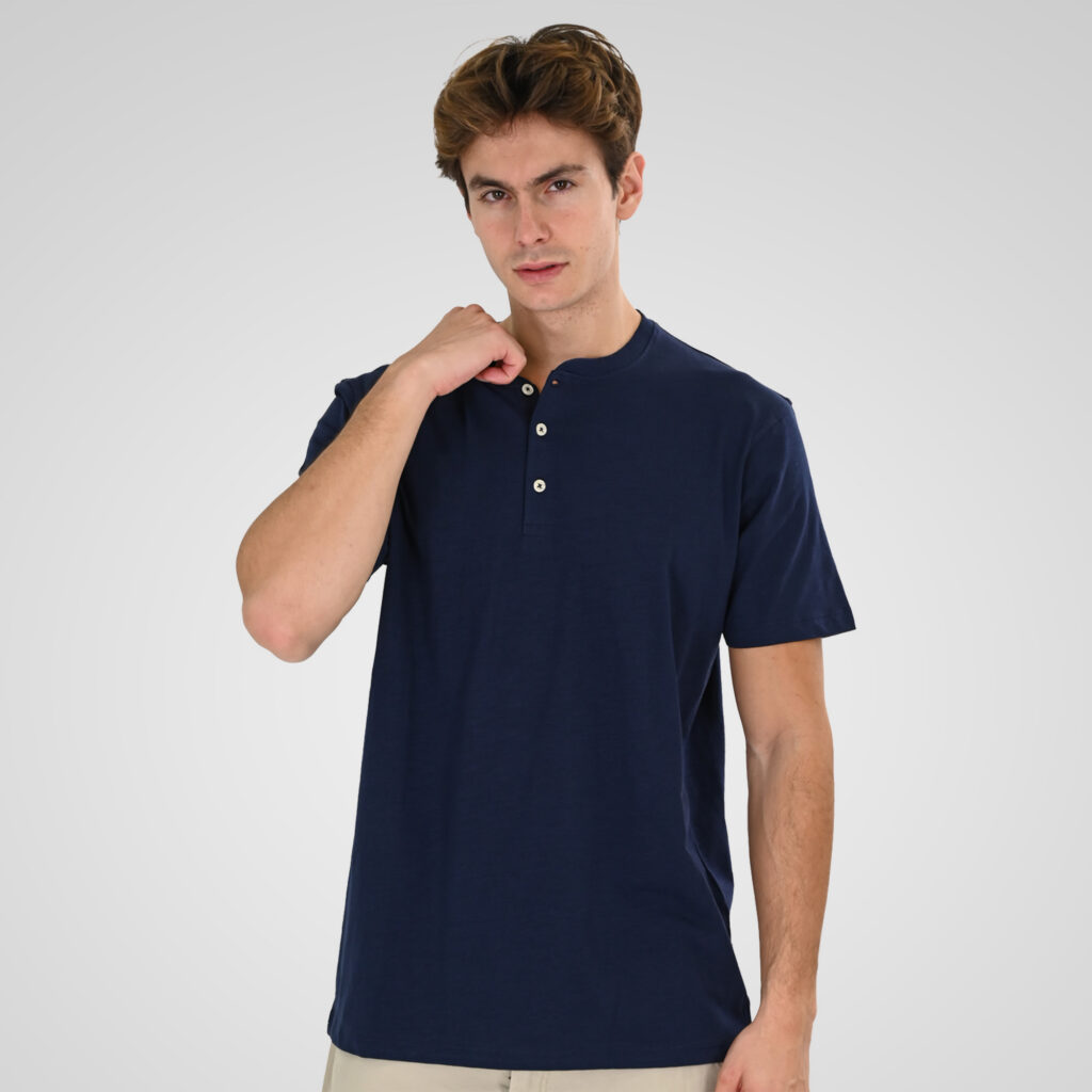 261TS-9146 FLAMA T-SHIRT HENLEY DK BLUE