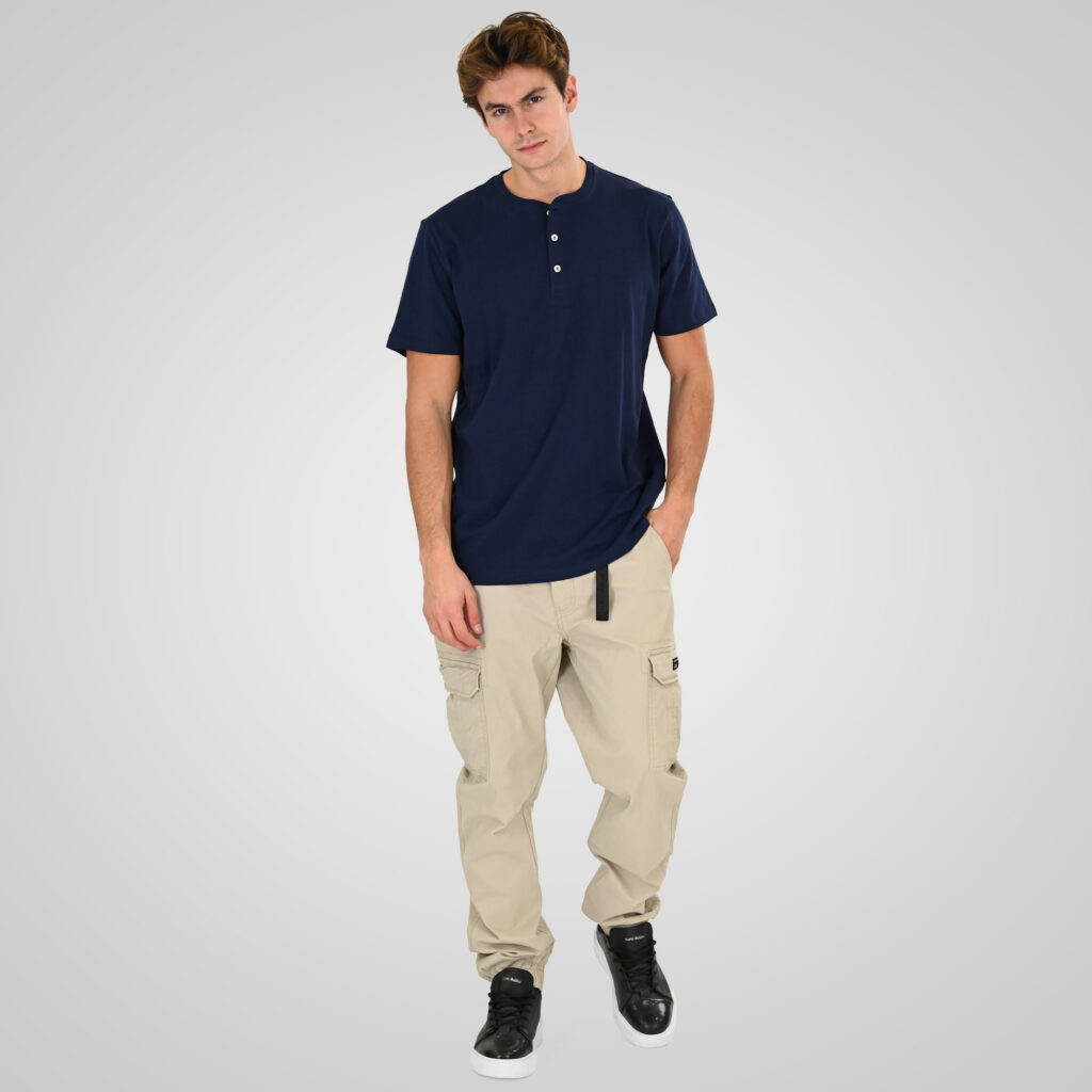 261TS-9146 FLAMA T-SHIRT HENLEY DK BLUE