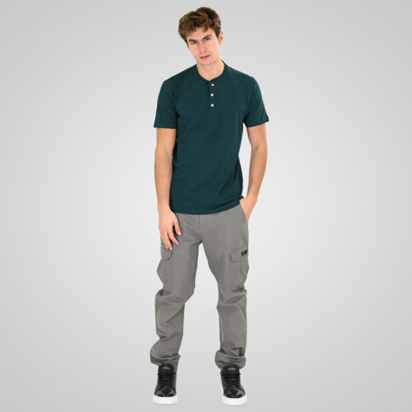 261TS-9146 FLAMA T-SHIRT HENLEY DEEP GREEN