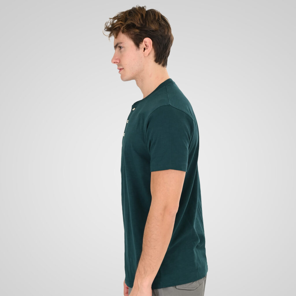 261TS-9146 FLAMA T-SHIRT HENLEY DEEP GREEN