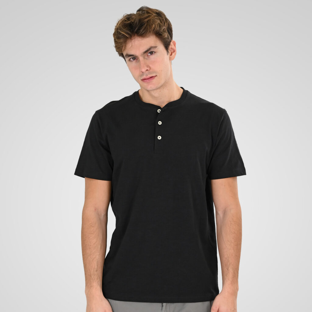 261TS-9146 FLAMA T-SHIRT HENLEY BLACK
