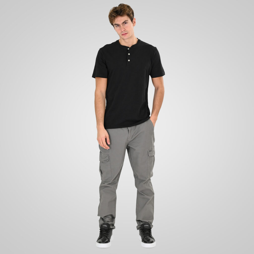 261TS-9146 FLAMA T-SHIRT HENLEY BLACK