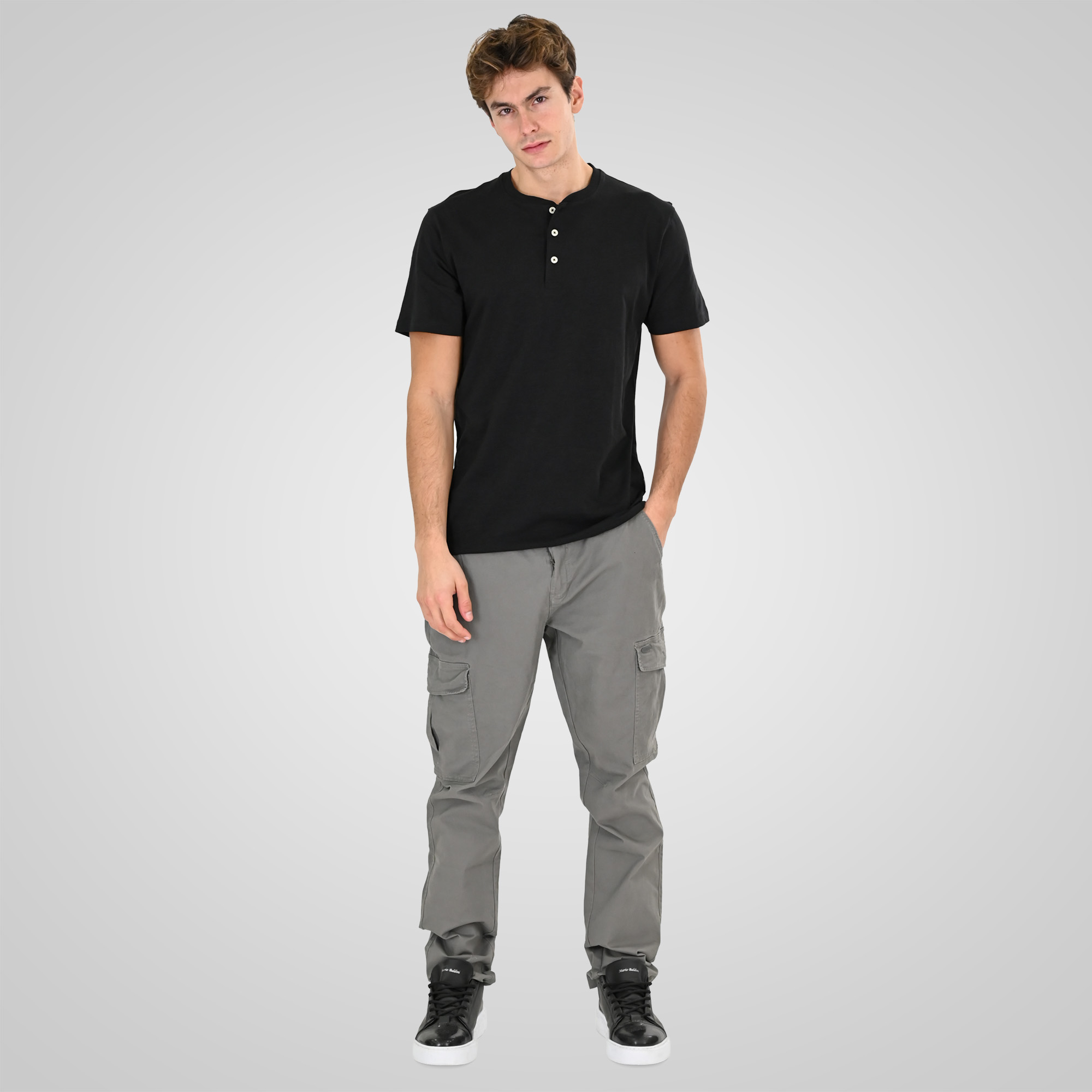 261TS-9146 FLAMA T-SHIRT HENLEY BLACK - Image 2