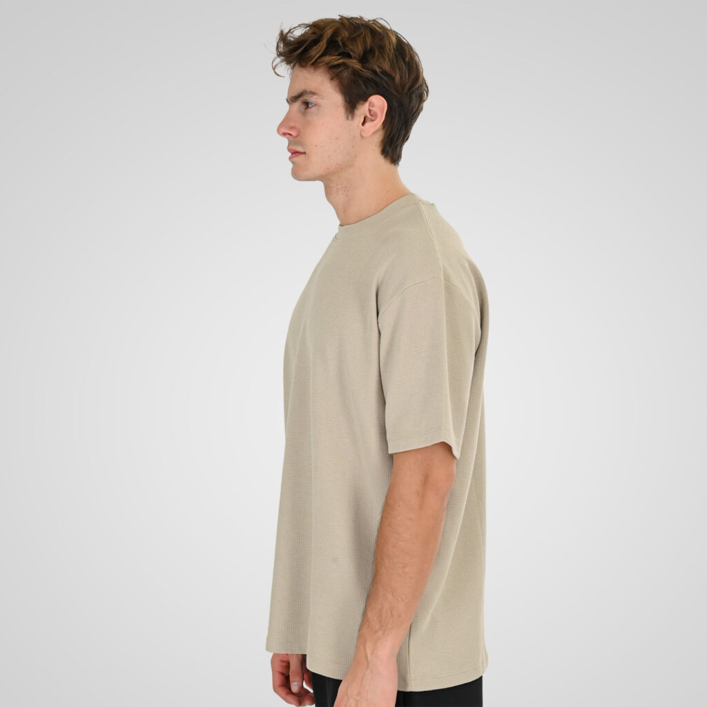 261TS-9151 T-SHIRTS WITH HIGH DENSITY PRINT IN SPECIAL FABRIC (WAFFLE FABRIC) (RELAXED FIT) STONE BEIGE
