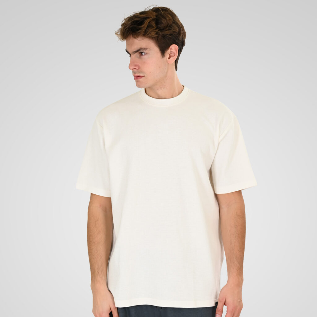 261TS-9151 T-SHIRTS WITH HIGH DENSITY PRINT IN SPECIAL FABRIC (WAFFLE FABRIC) (RELAXED FIT) OFF WHITE