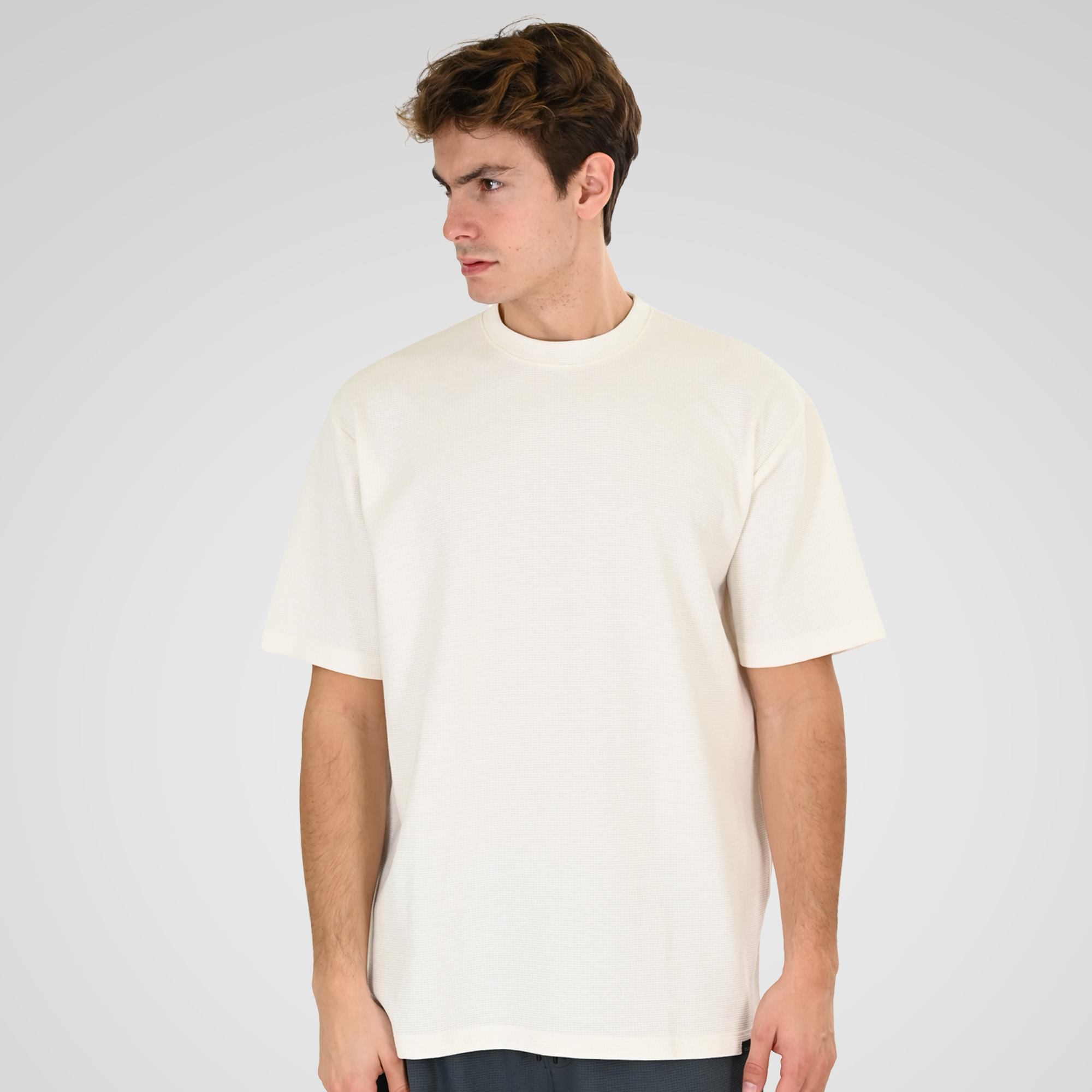 261TS-9151 T-SHIRTS WITH HIGH DENSITY PRINT IN SPECIAL FABRIC (WAFFLE FABRIC) (RELAXED FIT) OFF WHITE - Image 1