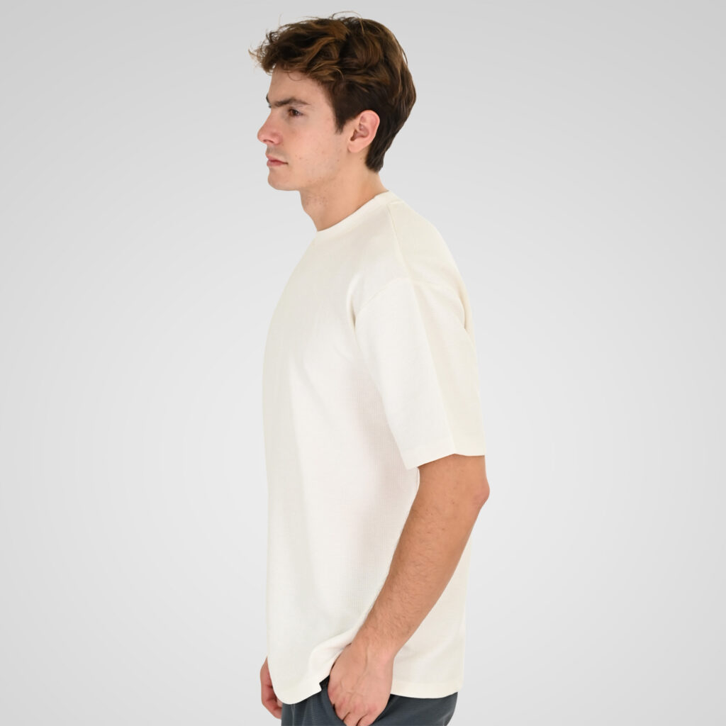 261TS-9151 T-SHIRTS WITH HIGH DENSITY PRINT IN SPECIAL FABRIC (WAFFLE FABRIC) (RELAXED FIT) OFF WHITE