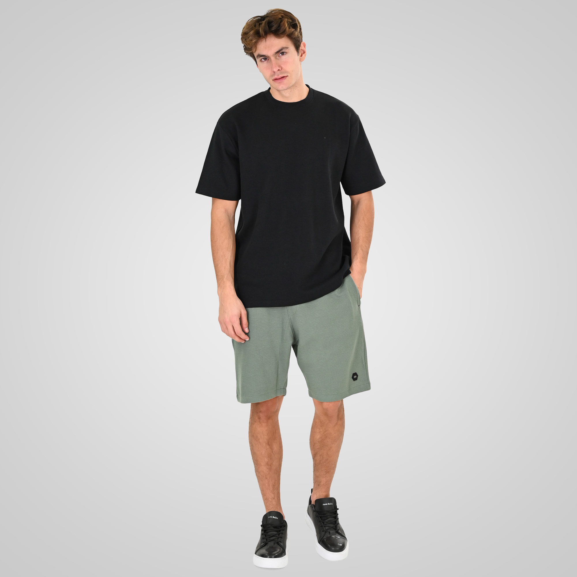 261TS-9151 T-SHIRTS WITH HIGH DENSITY PRINT IN SPECIAL FABRIC (WAFFLE FABRIC) (RELAXED FIT) BLACK - Image 2