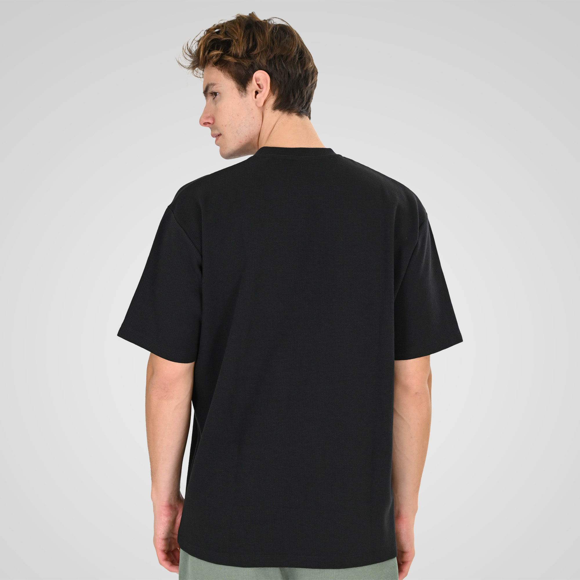 261TS-9151 T-SHIRTS WITH HIGH DENSITY PRINT IN SPECIAL FABRIC (WAFFLE FABRIC) (RELAXED FIT) BLACK - Image 4