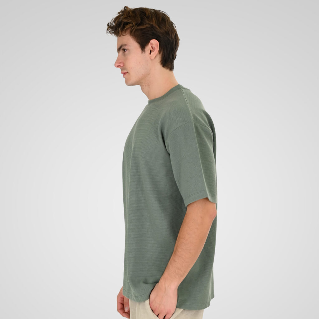 261TS-9151 T-SHIRTS WITH HIGH DENSITY PRINT IN SPECIAL FABRIC (WAFFLE FABRIC) (RELAXED FIT) SAGE GREEN