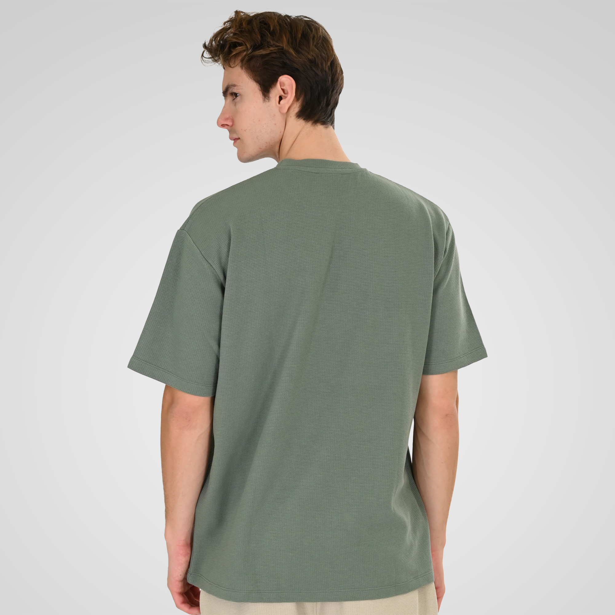 261TS-9151 T-SHIRTS WITH HIGH DENSITY PRINT IN SPECIAL FABRIC (WAFFLE FABRIC) (RELAXED FIT) SAGE GREEN - Image 4