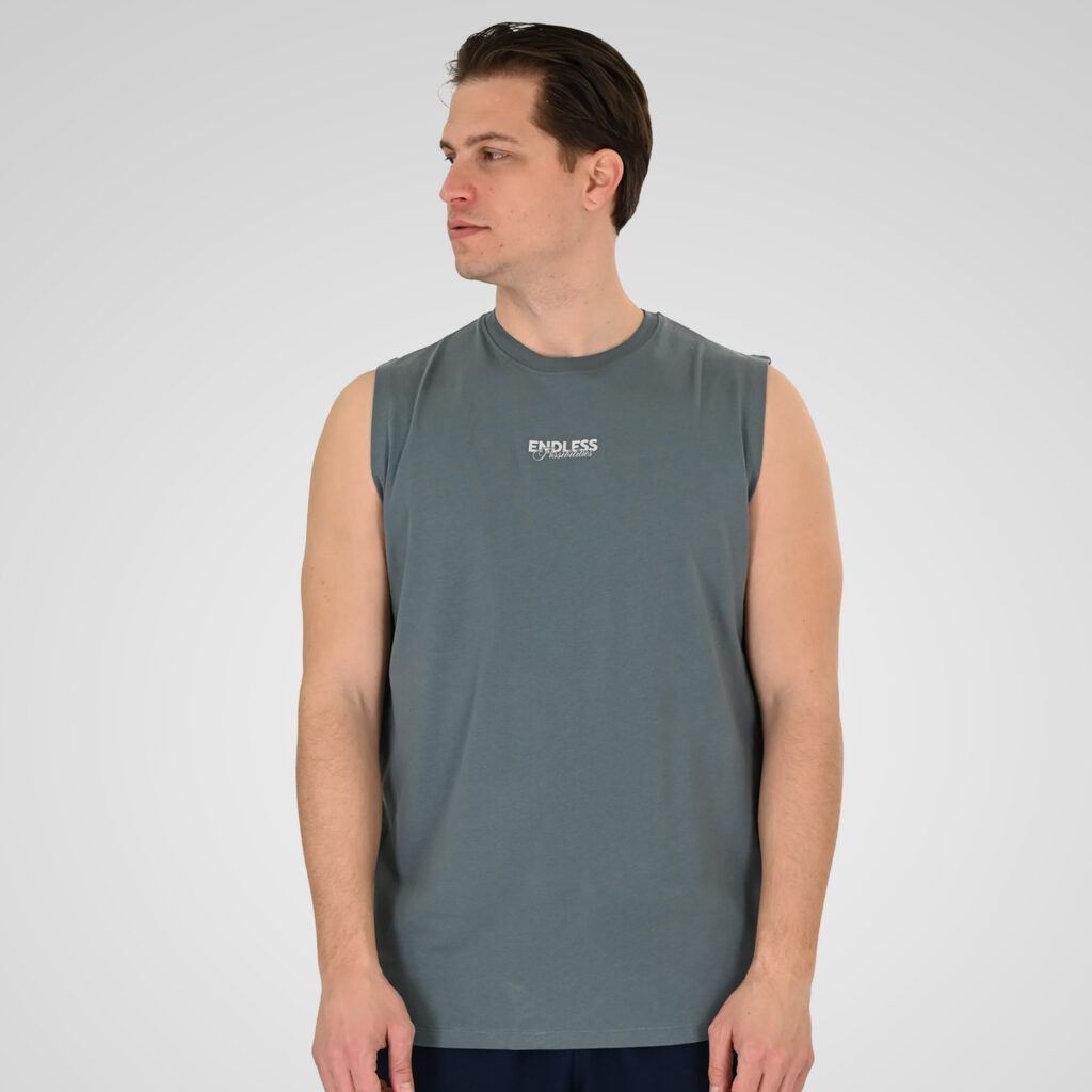 261TSL-9136 SLEEVELESS T-SHIRT STEEL BLUE