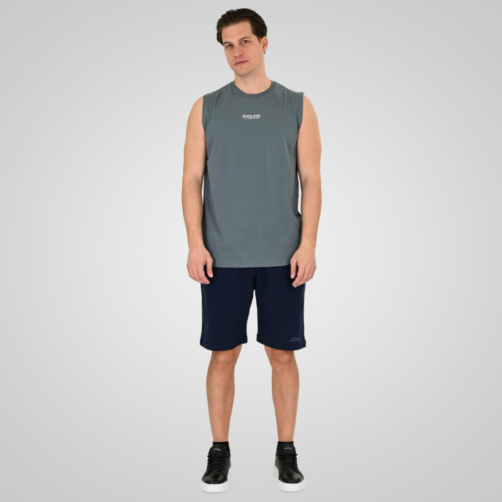 261TSL-9136 SLEEVELESS T-SHIRT STEEL BLUE