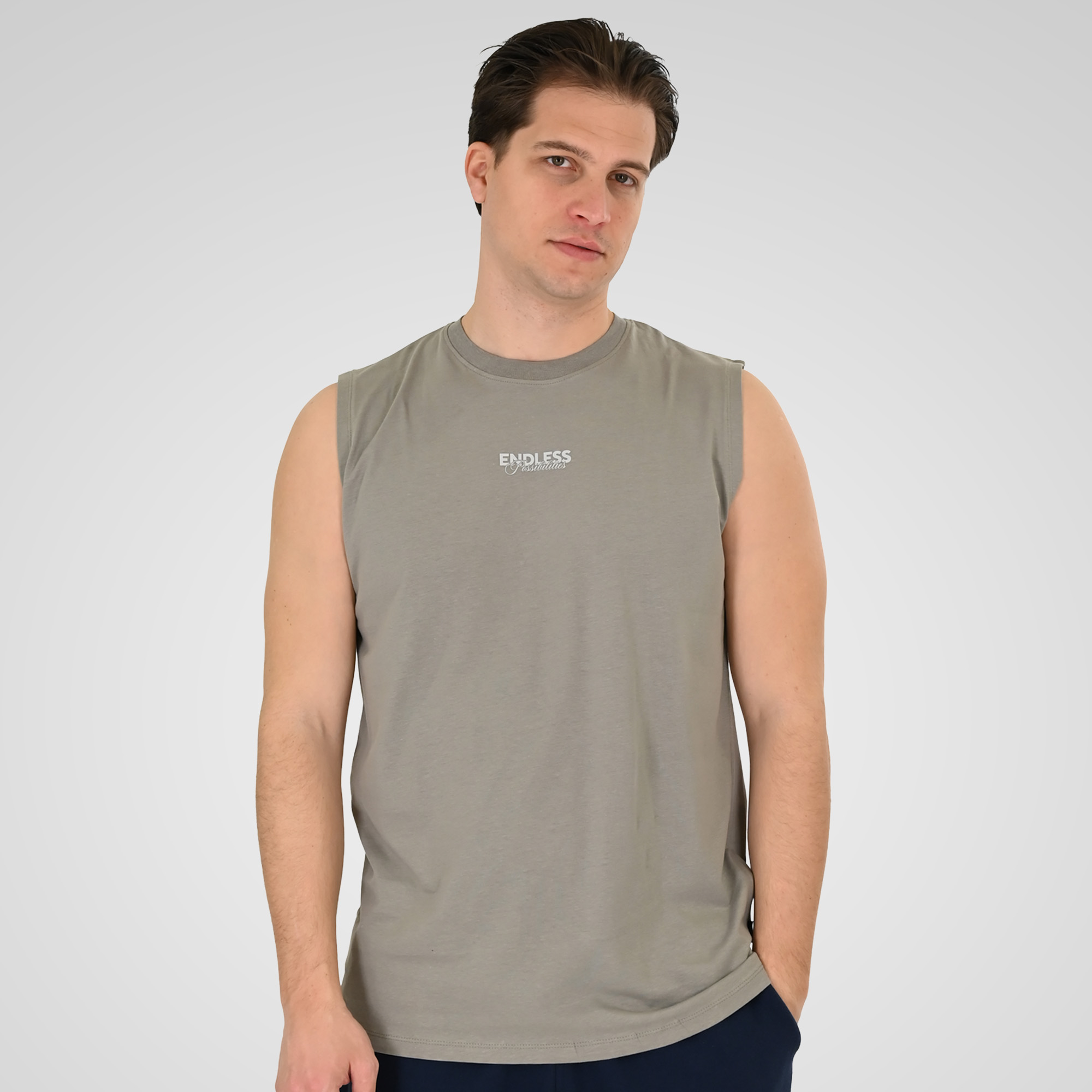 261TSL-9136 SLEEVELESS T-SHIRT SMOKE - Image 1