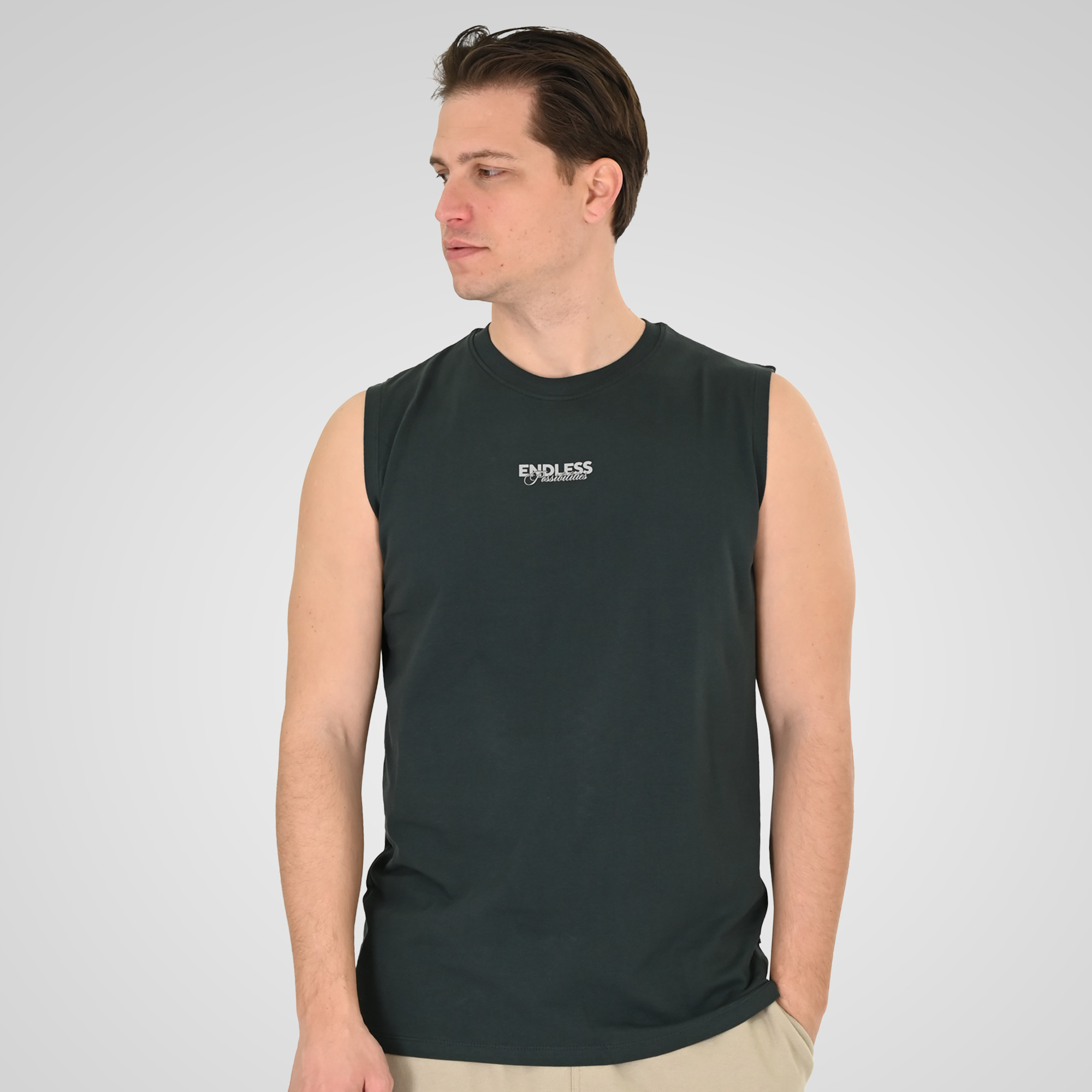 261TSL-9136 SLEEVELESS T-SHIRT FOREST GREEN - Image 1