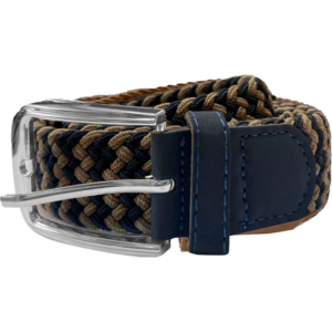 MBELT-03 NOS BELT BRAIDED ELASTIC NAVY-BEIGE