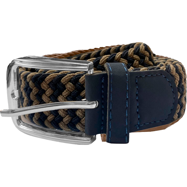 MBELT-03 NOS BELT BRAIDED ELASTIC NAVY-BEIGE - Image 1