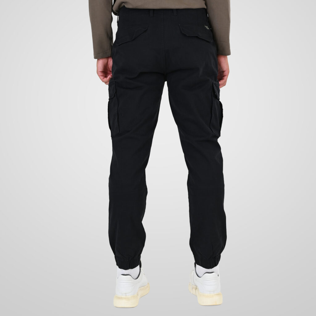 262CCP-4130 CARGO PANTS WITH ELASTIC TAPE HEM BLACK