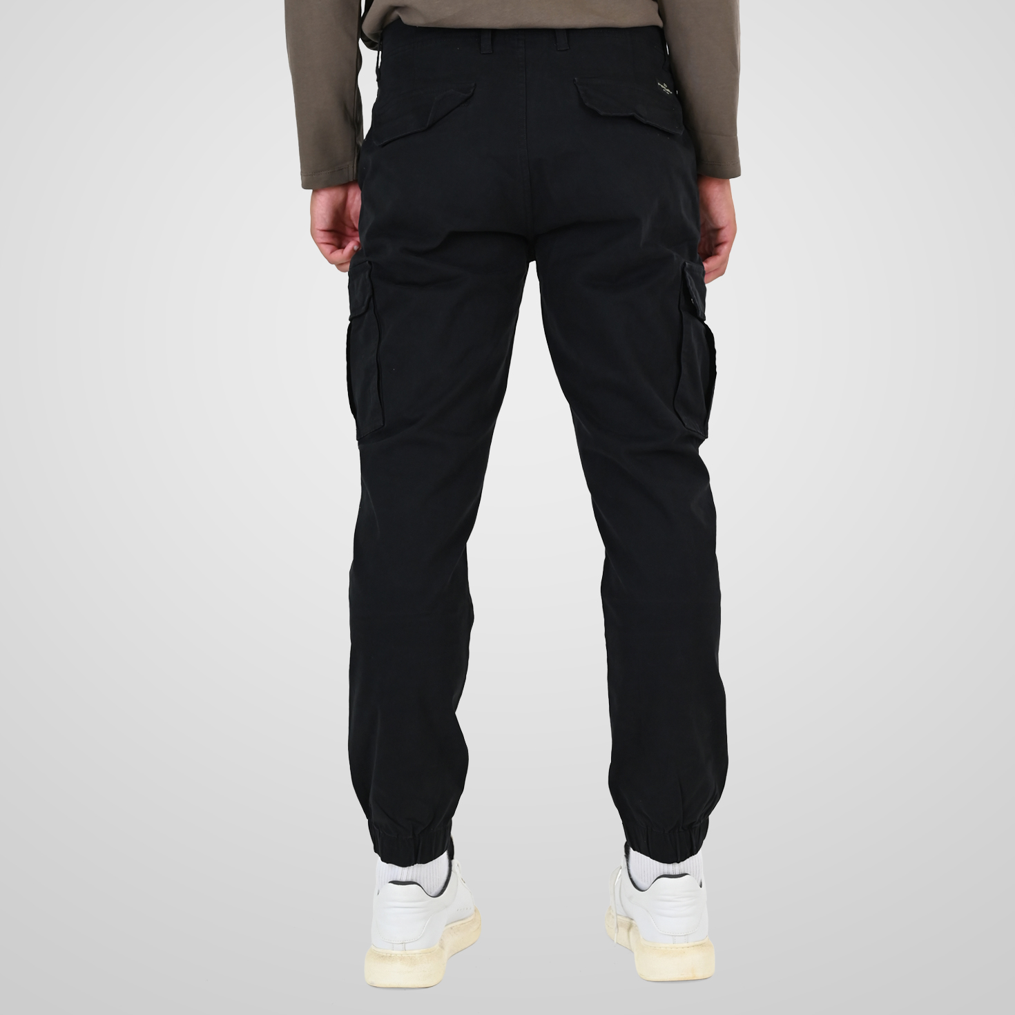 262CCP-4130 CARGO PANTS WITH ELASTIC TAPE HEM BLACK - Image 4