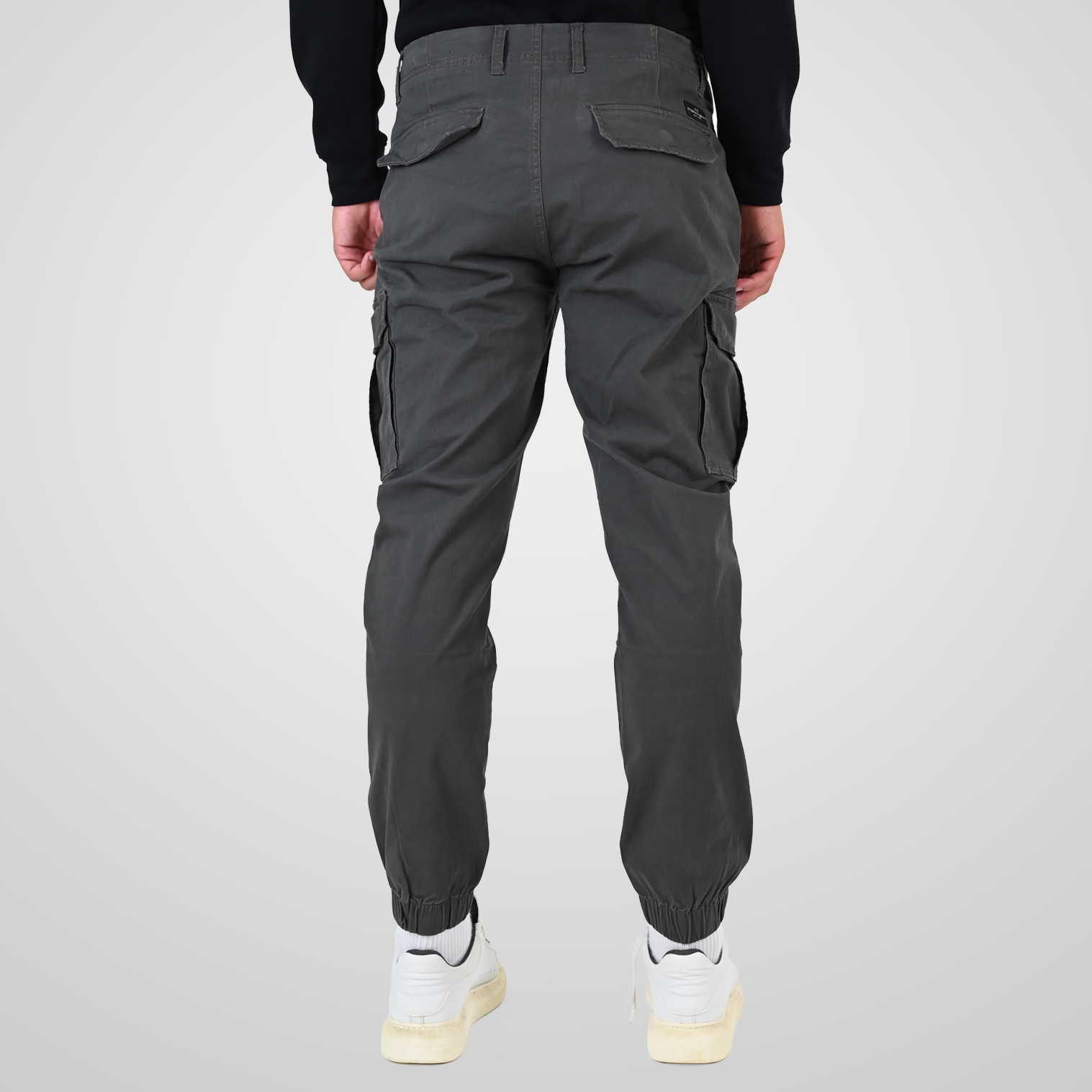 262CCP-4130 CARGO PANTS WITH ELASTIC TAPE HEM DK KHAKI - Image 4