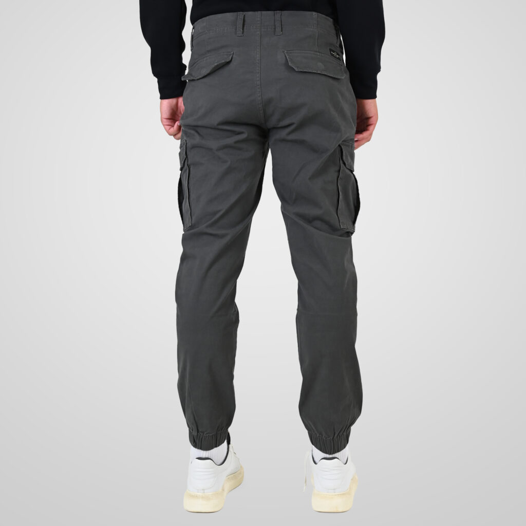 262CCP-4130 CARGO PANTS WITH ELASTIC TAPE HEM SMOKE GREY