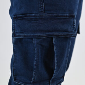 262CCP-4134 PANTS WITH ELASTICATED WAIST AND HEM (SPECIAL KNITTED DENIM-LOOK FABRIC) DK BLUE - Image 6