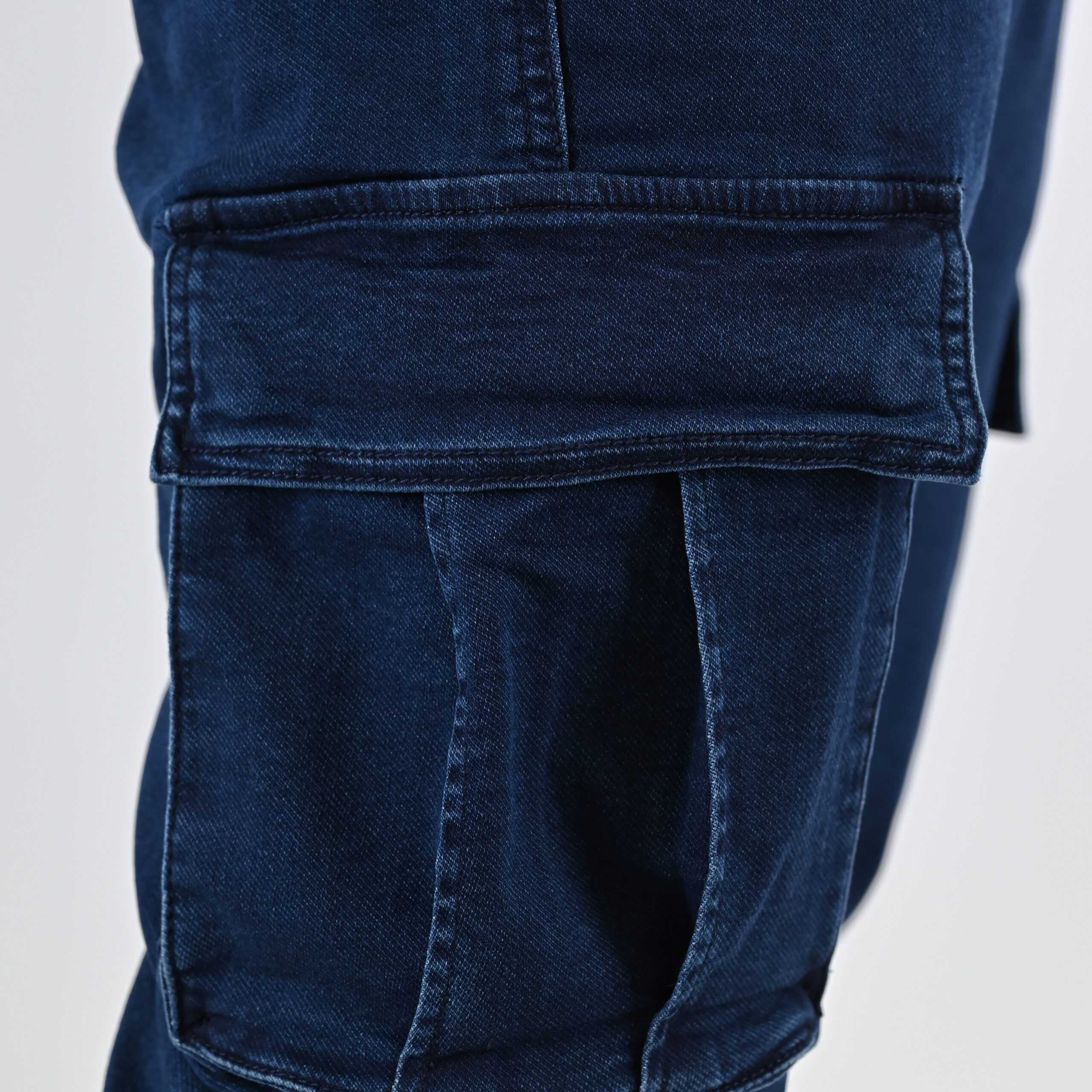 262CCP-4134 PANTS WITH ELASTICATED WAIST AND HEM (SPECIAL KNITTED DENIM-LOOK FABRIC) DK BLUE - Image 6