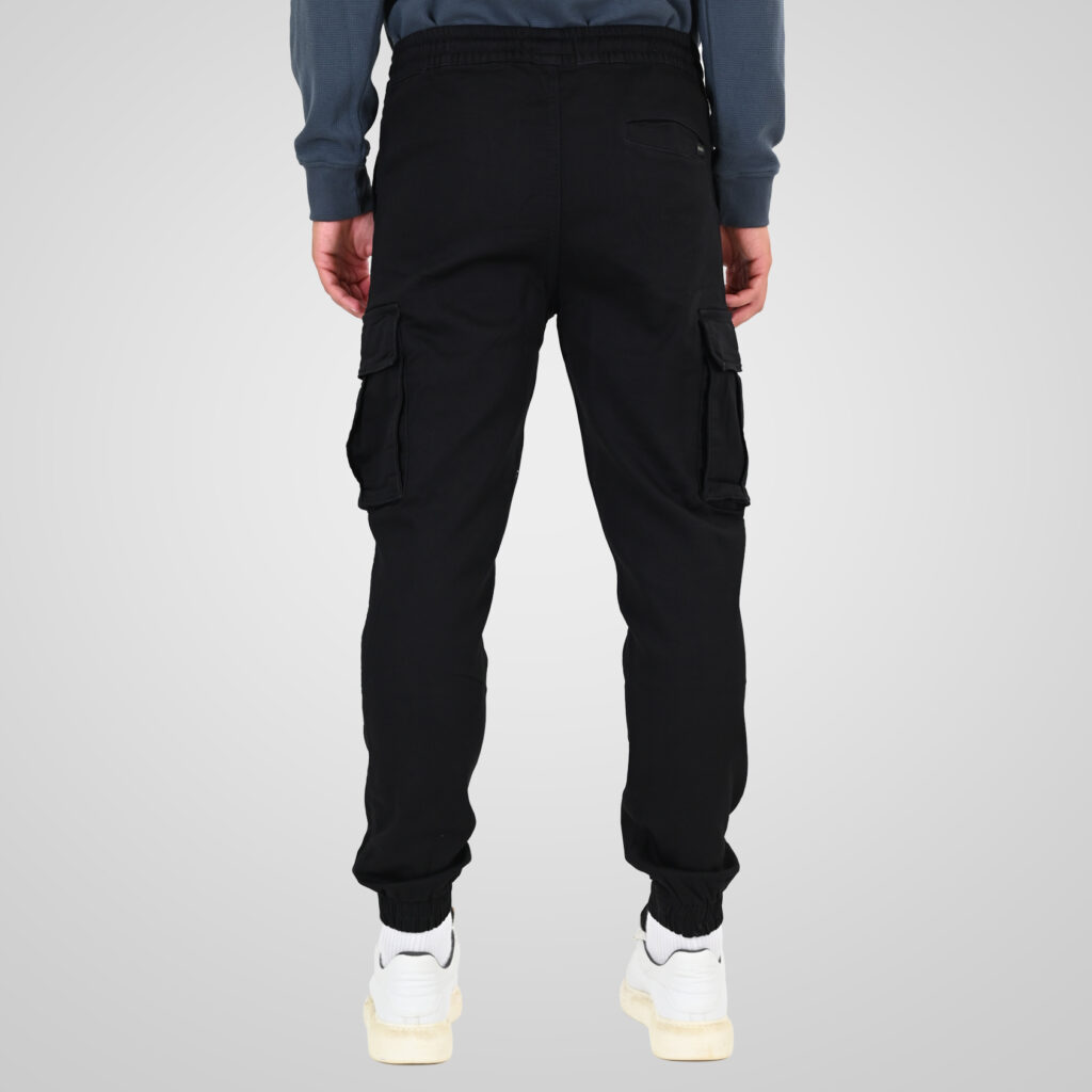 262CCP-4134 PANTS WITH ELASTICATED WAIST AND HEM (SPECIAL KNITTED DENIM-LOOK FABRIC) OFF BLACK