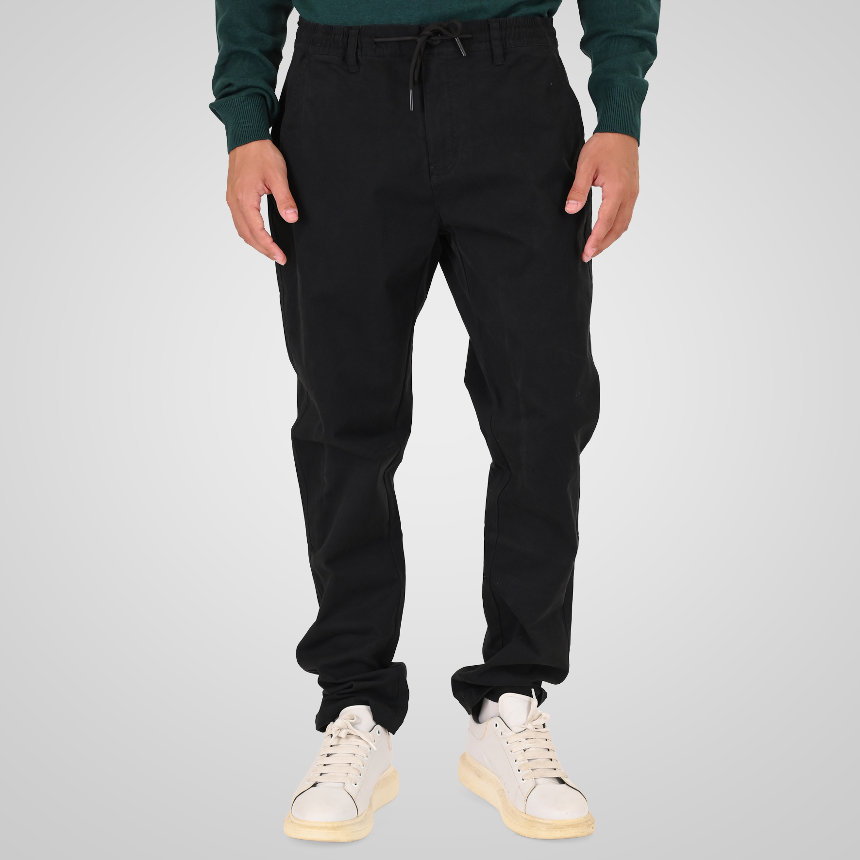 262CP-4131 CHINOS PANTS WITH ELASTICATED WAISTBAND BLACK - Image 1