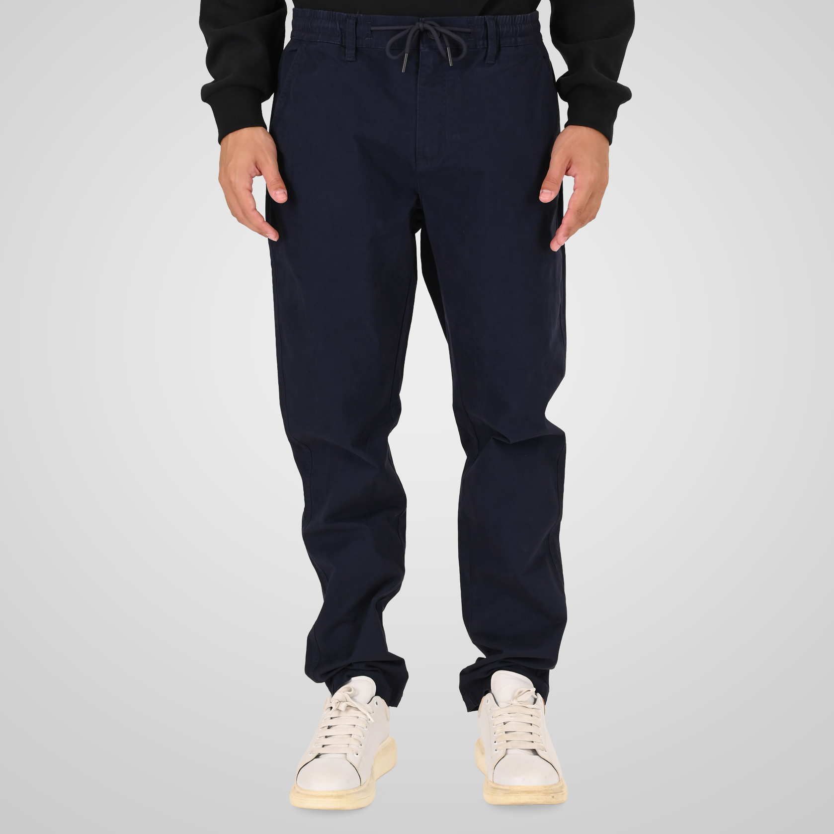 262CP-4131 CHINOS PANTS WITH ELASTICATED WAISTBAND NAVY - Image 1