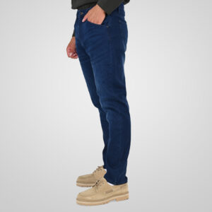 262FP-4132 FIVE POCKETS PANTS (SPECIAL KNITTED DENIM-LOOK FABRIC) DK BLUE - Image 3