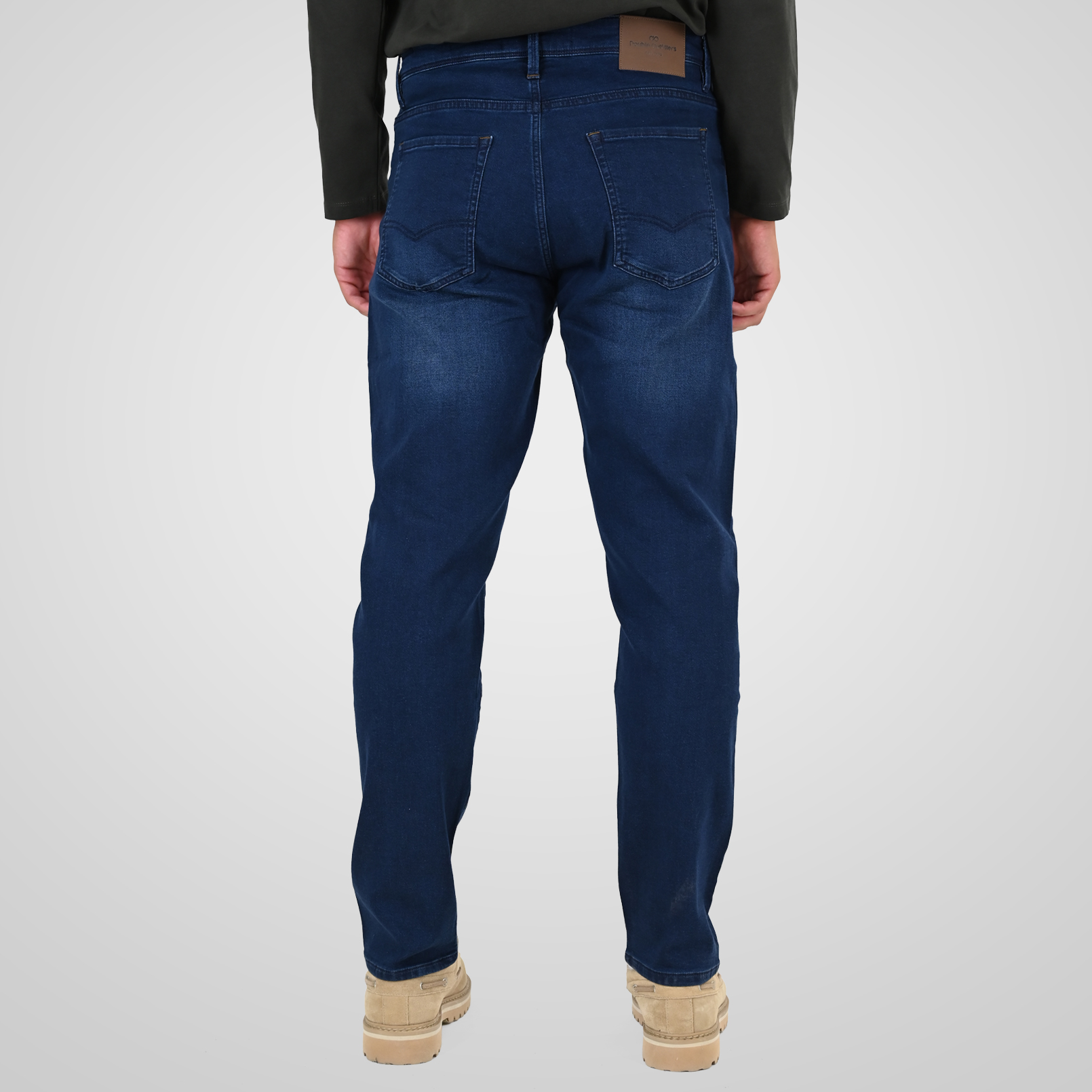 262FP-4132 FIVE POCKETS PANTS (SPECIAL KNITTED DENIM-LOOK FABRIC) DK BLUE - Image 4